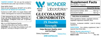 Photo of the Wonder Laboratories Glucosamine Chondroitin 2X Double Strength label