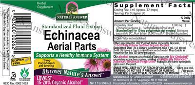 Photo of the Nature's Answer Echinacea Aerial Parts label