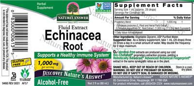 Photo of the Nature's Answer Echinacea Root 1,000 mg Alcohol-Free label