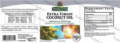 Photo of the Nature's Answer Extra Virgin Coconut Oil label