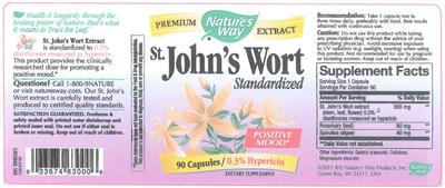 Photo of the Nature's Way St. John's Wort Standardized label