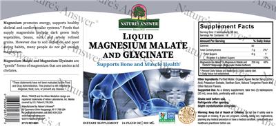 Photo of the Nature's Answer Liquid Magnesium Malate and Glycinate label