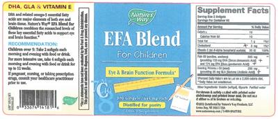 Photo of the Nature's Way EFA Blend For Children label