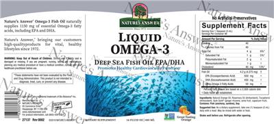 Photo of the Nature's Answer Liquid Omega-3 Great Tasting Orange label