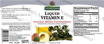 Photo of the Nature's Answer Liquid Vitamin E label