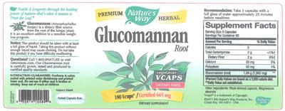 Photo of the Nature's Way Glucomannan Root label