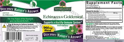 Photo of the Nature's Answer Echinacea & Goldenseal label