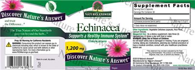 Photo of the Nature's Answer Echinacea 1,200 mg label