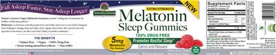 Photo of the Nature's Answer Melatonin Sleep Gummies Extra Strength 5 mg Mixed Berry Flavor label