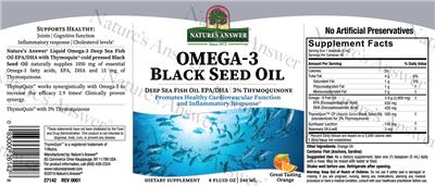 Photo of the Nature's Answer Omega-3 Black Seed Oil Great Tasting Orange label
