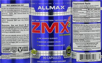Photo of the ALLMAX ZMX2 label
