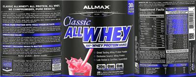Photo of the ALLMAX Classic ALLWHEY Strawberry label