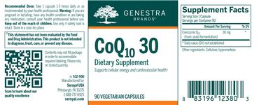 Photo of the Genestra Brands CoQ10 30 label