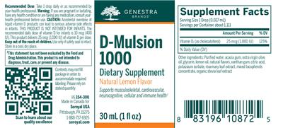 Photo of the Genestra Brands D-Mulsion 1000 Natural Lemon Flavor label