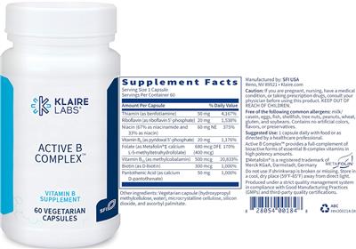 Photo of the Klaire Labs Active B Complex label