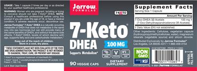 Photo of the Jarrow Formulas 7-Keto DHEA 100 mg label