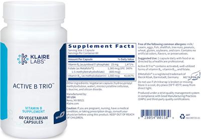 Photo of the Klaire Labs Active B Trio label
