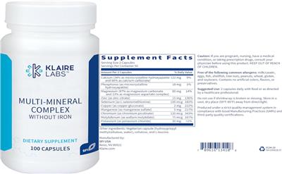 Photo of the Klaire Labs Multi-Mineral Complex Without Iron label