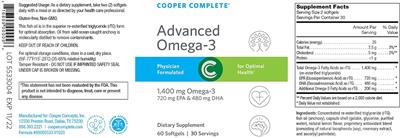 Photo of the Cooper Complete Advanced Omega-3 label