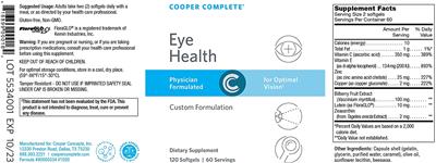 Photo of the Cooper Complete Eye Health label