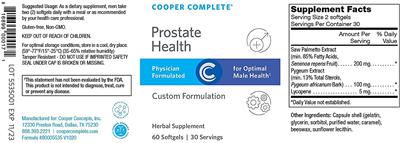 Photo of the Cooper Complete Prostate Health label