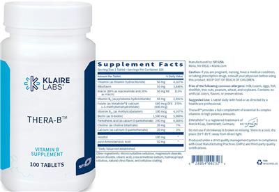 Photo of the Klaire Labs Thera-B label