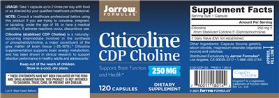 Photo of the Jarrow Formulas Citicoline CDP Choline 250 mg label
