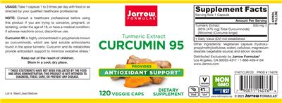 Photo of the Jarrow Formulas Curcumin 95 500 mg label