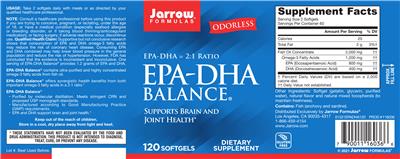Photo of the Jarrow Formulas EPA-DHA Balance label
