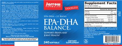 Photo of the Jarrow Formulas EPA-DHA Balance label