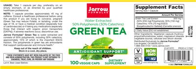 Photo of the Jarrow Formulas Green Tea label