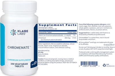 Photo of the Klaire Labs ChromeMate label