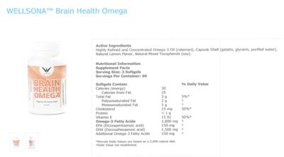Photo of the Wellsona Brain Health Omega Natural Lemon Flavor label