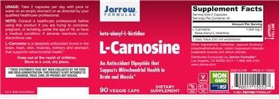 Photo of the Jarrow Formulas L-Carnosine label