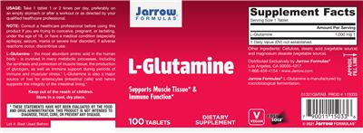 Photo of the Jarrow Formulas L-Glutamine label