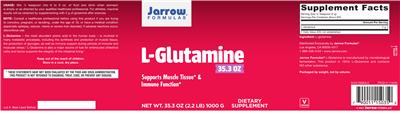 Photo of the Jarrow Formulas L-Glutamine label