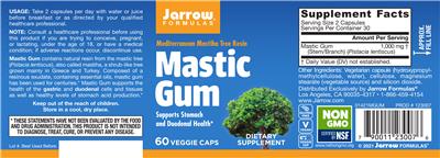 Photo of the Jarrow Formulas Mastic Gum label
