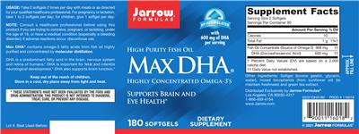 Photo of the Jarrow Formulas Max DHA label