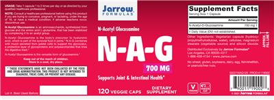 Photo of the Jarrow Formulas N-A-G 700 mg label