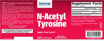 Photo of the Jarrow Formulas N-Acetyl Tyrosine label