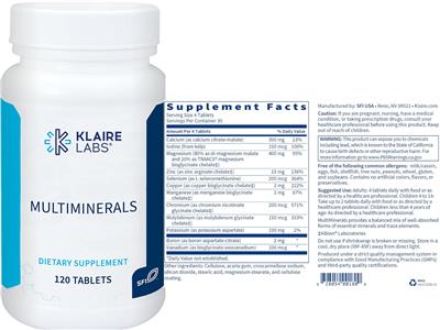 Photo of the Klaire Labs MultiMinerals label