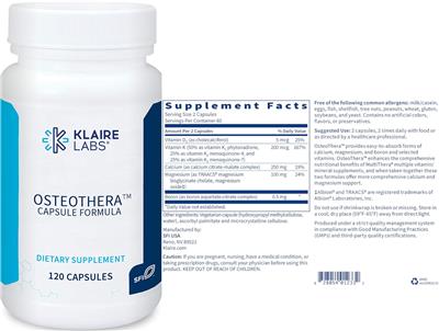 Photo of the Klaire Labs OsteoThera Capsule Formula label