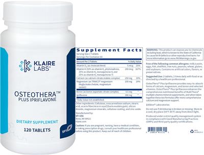 Photo of the Klaire Labs OsteoThera plus Ipriflavone label