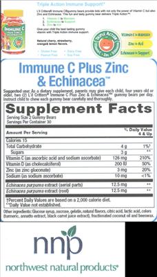 Photo of the L'il Critters Immune C Plus Zinc & Echinacea label