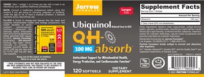 Photo of the Jarrow Formulas QH-absorb 100 mg label