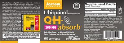 Photo of the Jarrow Formulas QH-absorb 100 mg label