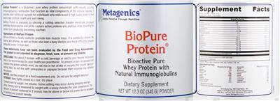 Photo of the Metagenics BioPure Protein label