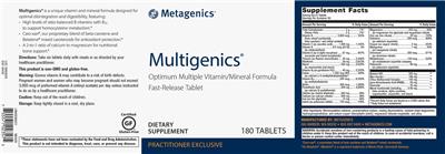 Photo of the Metagenics Multigenics label