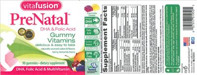 Photo of the vitafusion PreNatal label