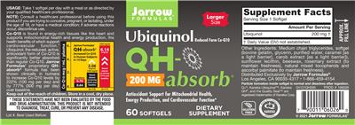 Photo of the Jarrow Formulas QH-absorb 200 mg label